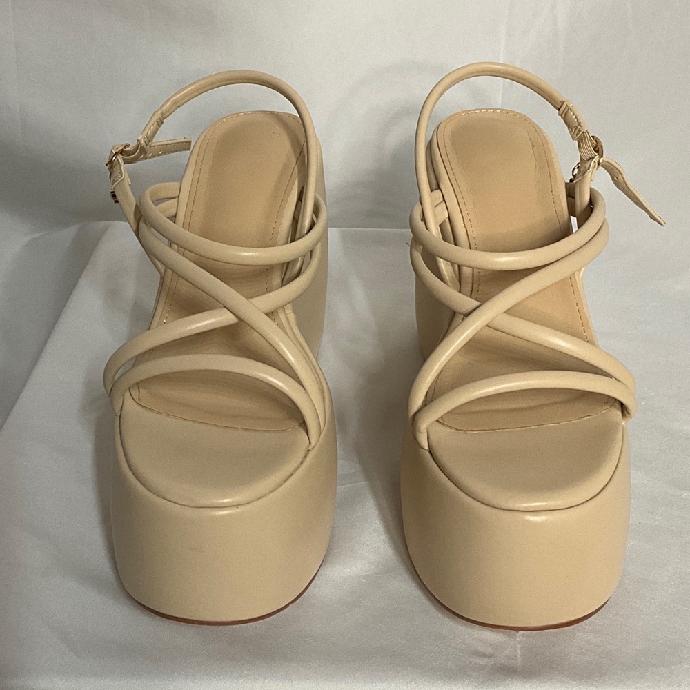 Chic Cream Platform Sandals - Picture 5 of 11